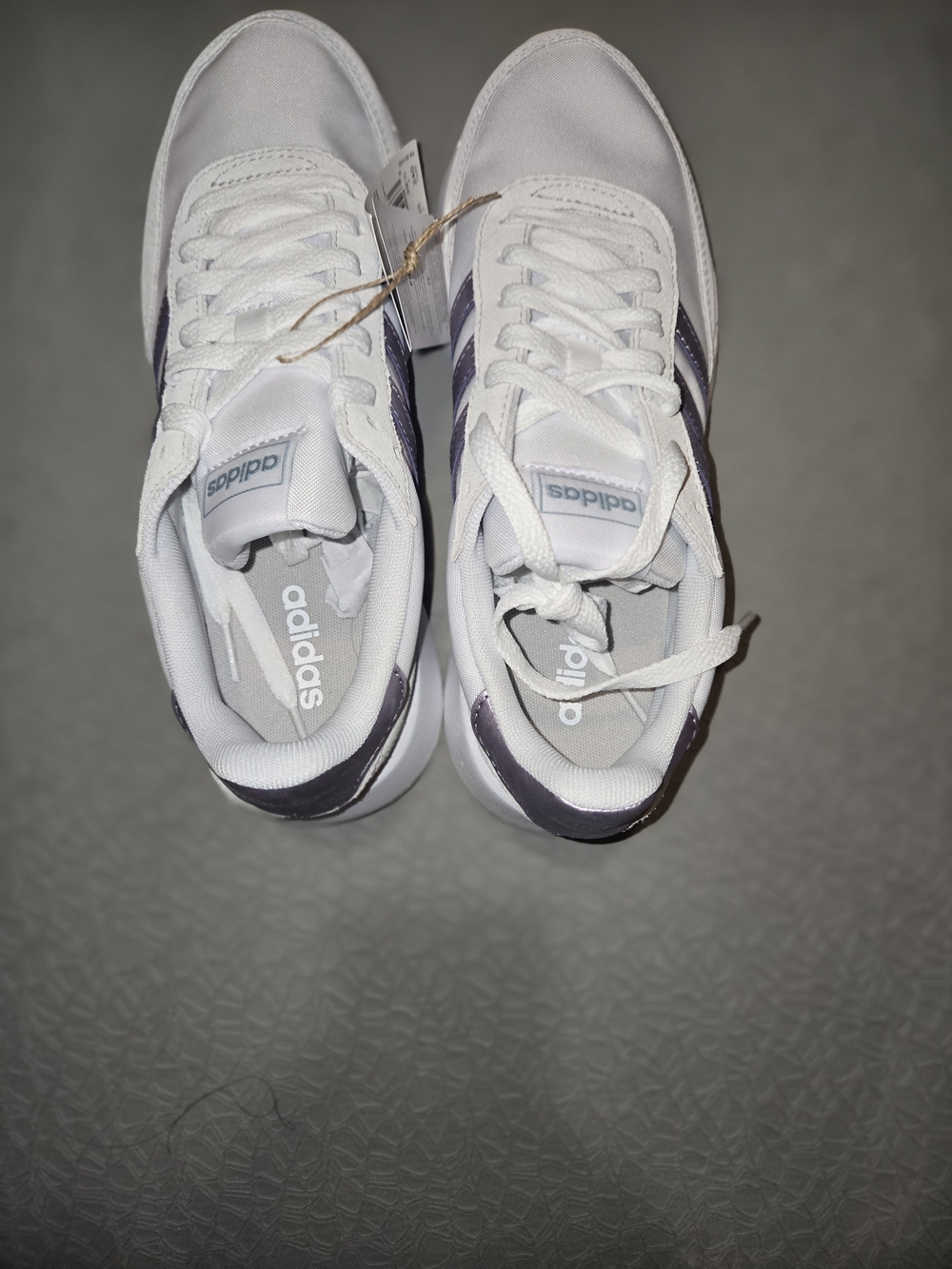 Adidas Run 60s 2.0 White Sneakers with Iridescent Lilac Stripes Womens 7 5 NWT - Picture 6 of 8